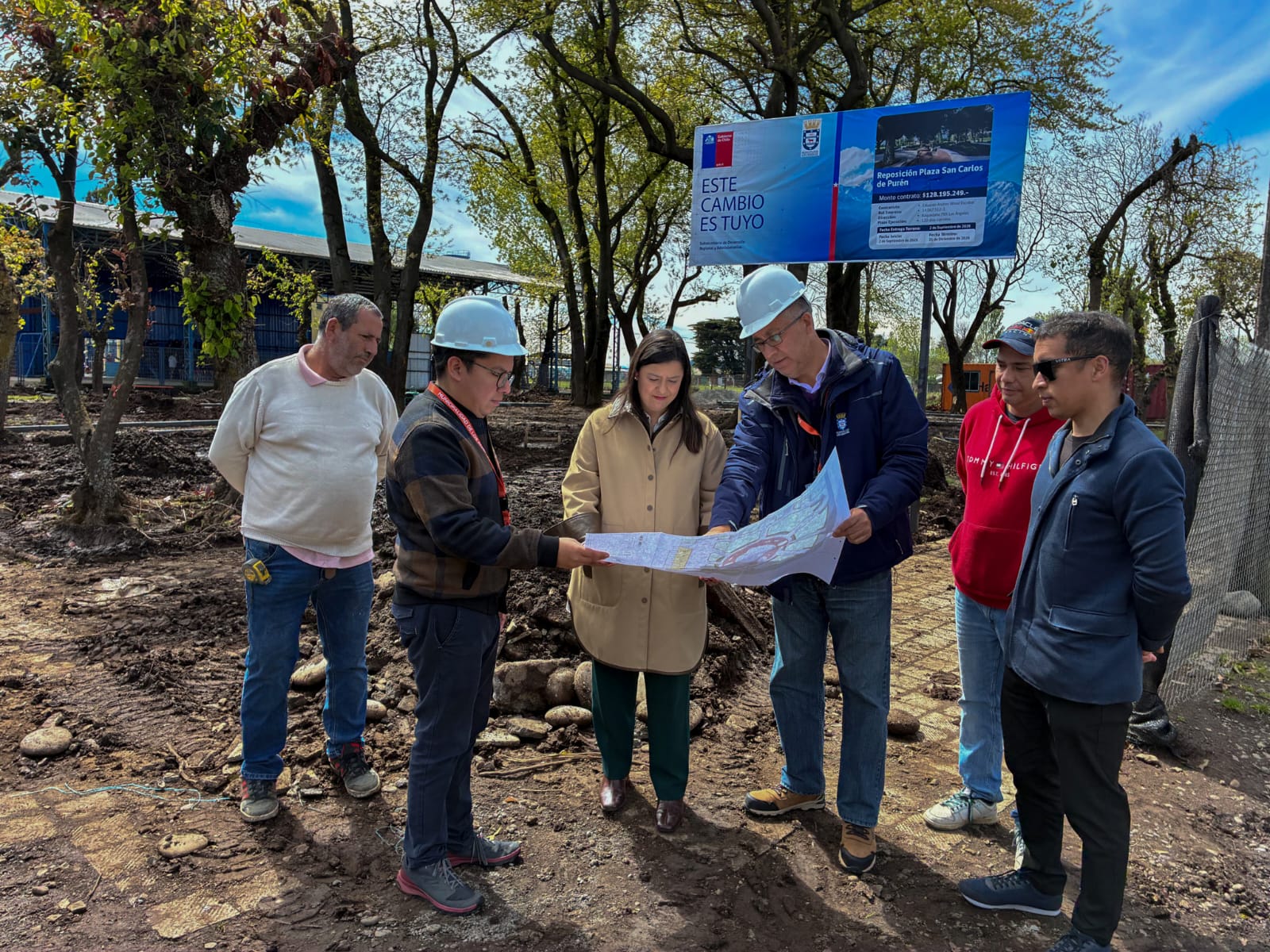 Con 12% de avance continúa ejecución de reposición de Plaza San Carlos de Purén en Los Ángeles gracias a inversión de Subdere