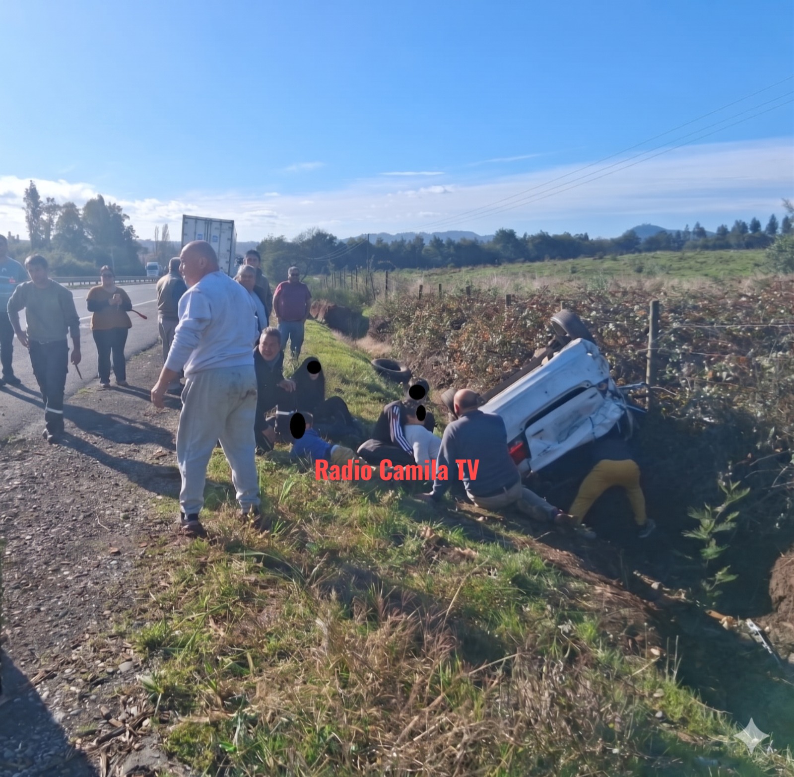 Seis heridos, dos de gravedad luego de Volcar en el vehículo que viajaban en la Ruta 5 sur sector Mulchén