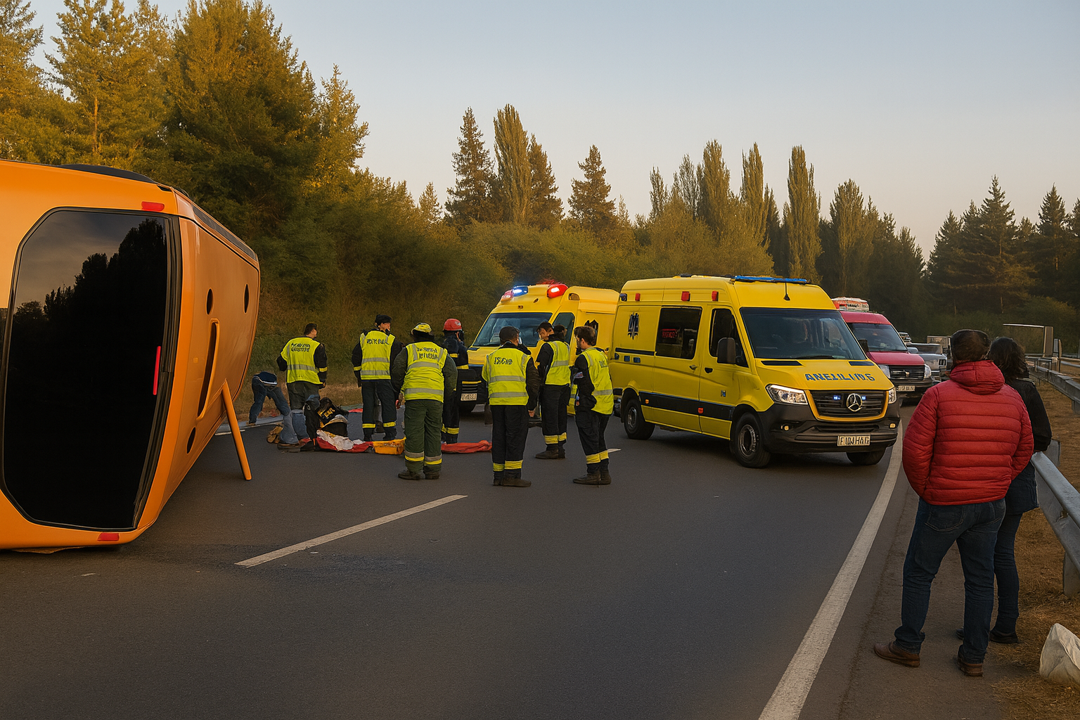 Bus interprovincial vuelca cerca de Saltos del Laja: decenas de heridos, sin fallecidos