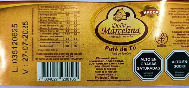 Minsal anuncia alerta alimentaria por listeria en lote de paté de jamón