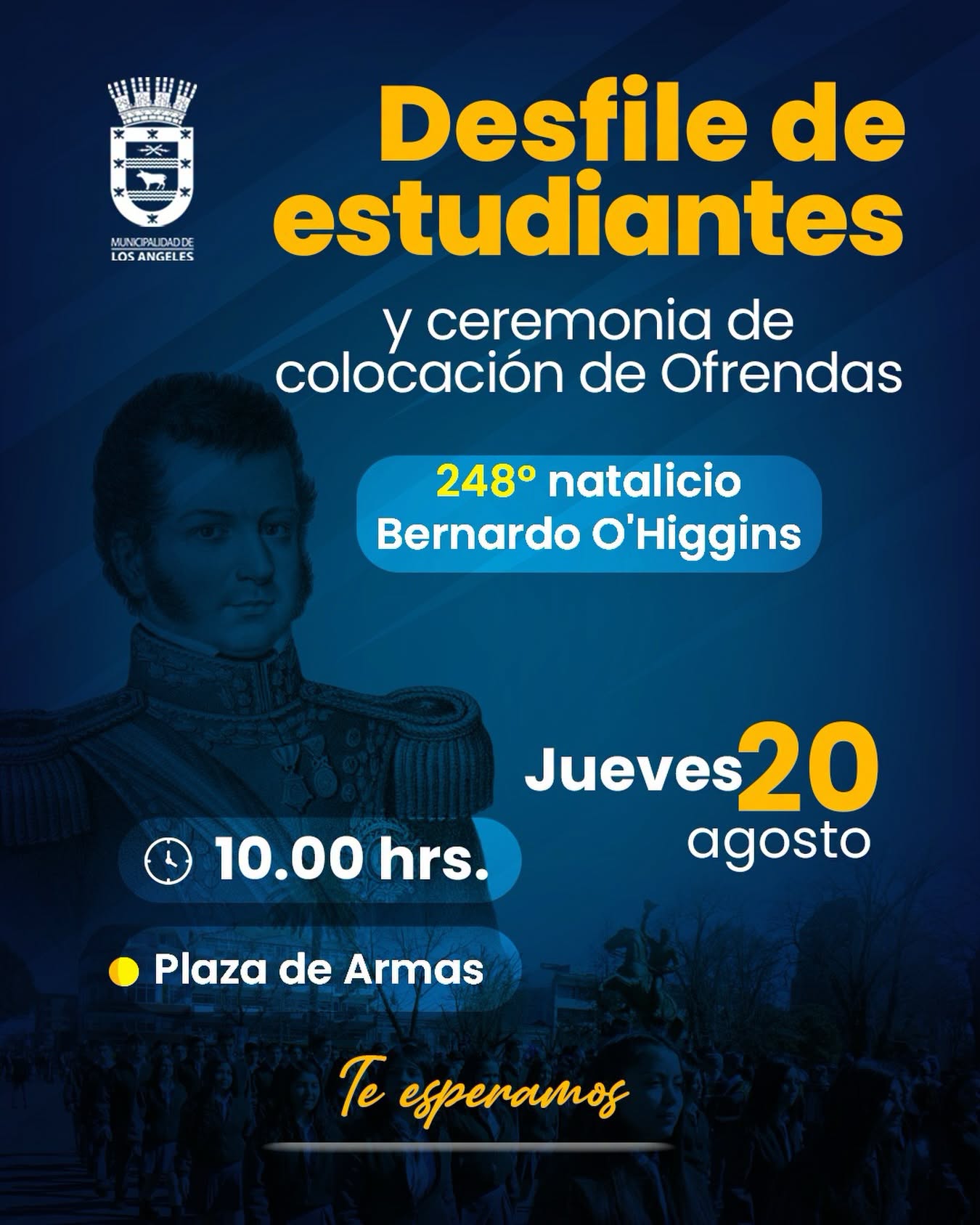 Estudiantes de Los Ángeles desfilarán en honor al Padre de la Patria