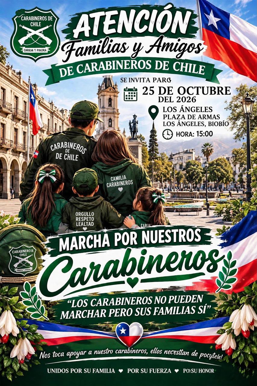 Convocan a "Marcha por nuestros Carabineros" en Los Ángeles