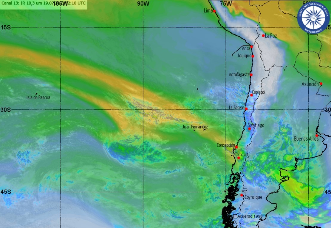 Río Atmosférico que afectará al centro sur del país tendrá menor intensidad que evento anterior