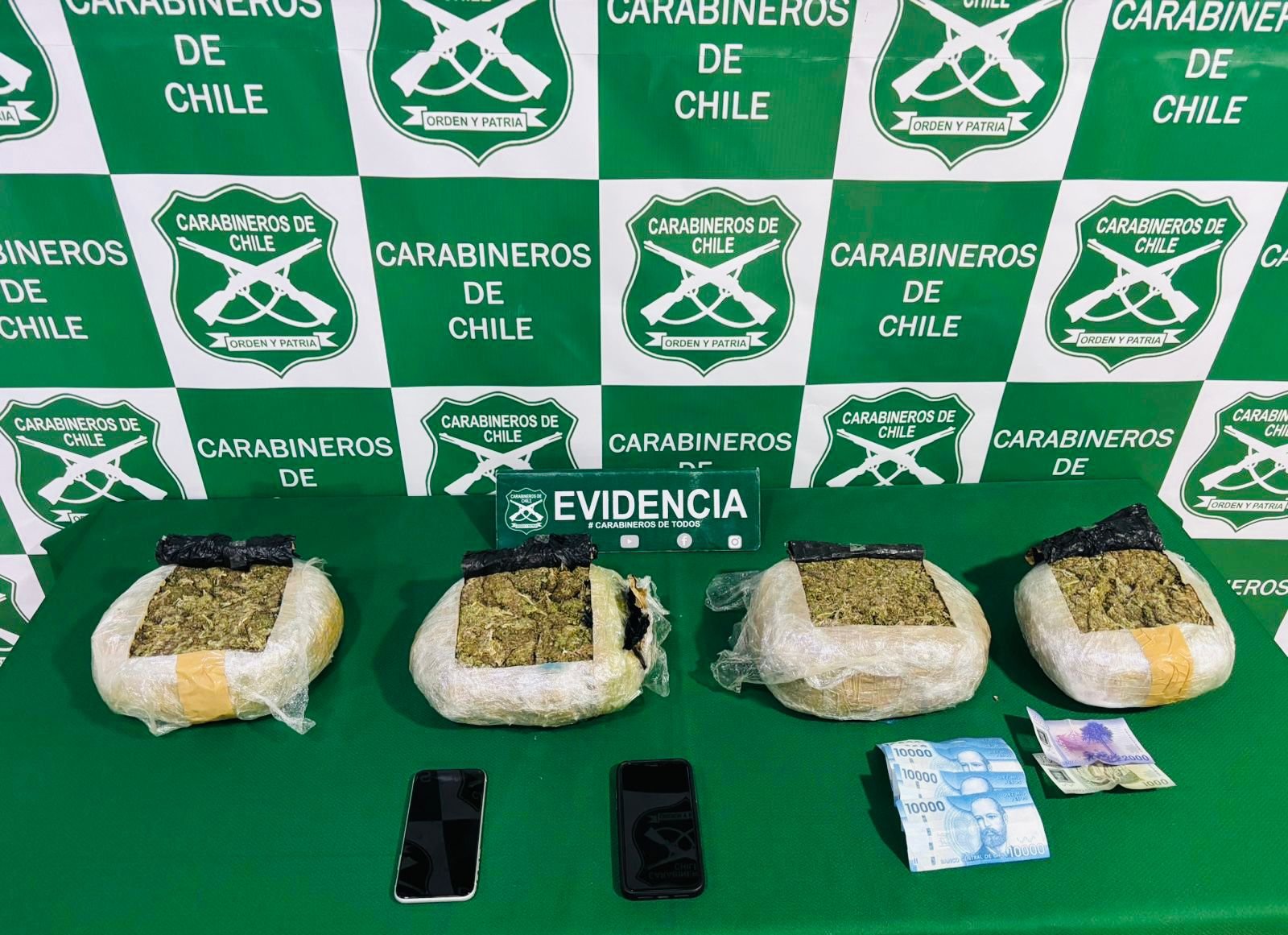 Golpe al narcotráfico en la Ruta 5 Sur: Carabineros incauta cerca de 4 kilos de marihuana en Los Ángeles