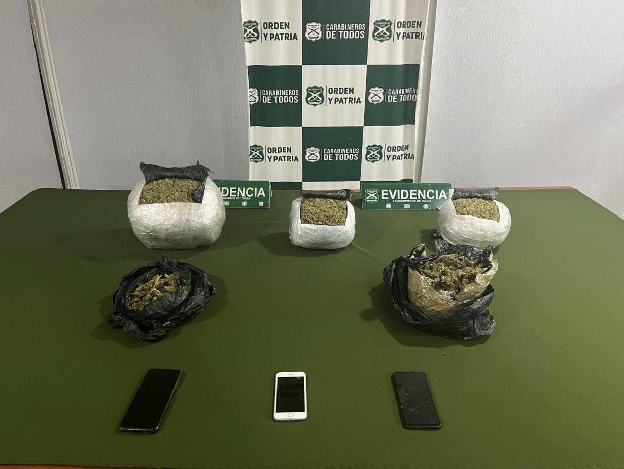 Operativos antidrogas del O.S.7 de Carabineros dejaron dos detenidos y más de 5 kilos de droga incautada en la Provincia de Biobío